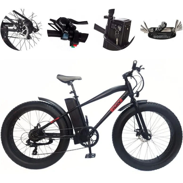 Rower Elektryczny Fatbike Górski 26 Tarcze 250W Wspomaganie 3 Tryby Cyngle