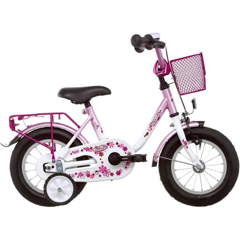 3+ Dziewczęcy Rowerek 12 Koła Boczne Kontra Koszyk