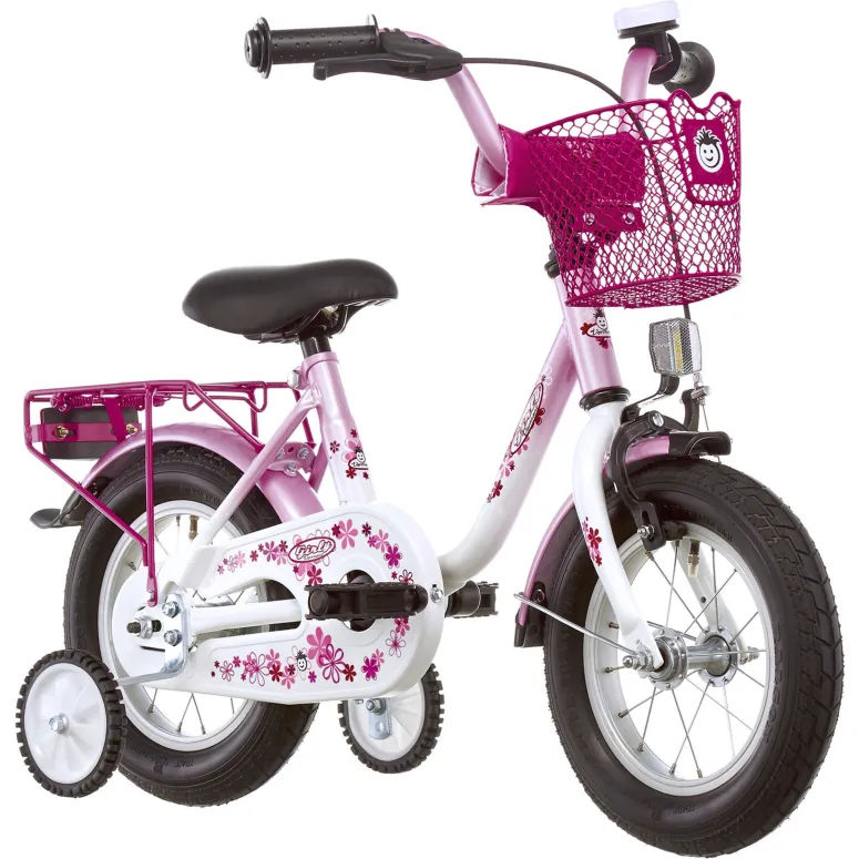 3+ Dziewczęcy Rowerek 12 Koła Boczne Kontra Koszyk