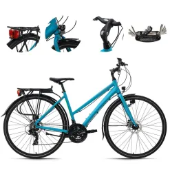 Rower Trekkingowy Damski 28 Alu Cyngle Błotniki Bagażnik Światła Dynamo
