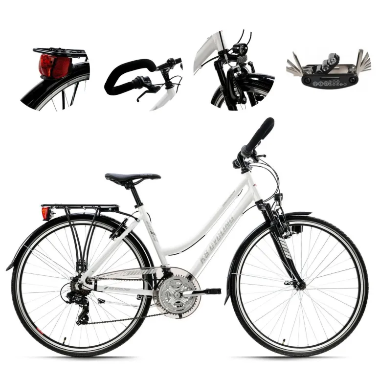 Rower Trekkingowy Damski 28 Alu Revo Amortyzacja Błotniki Bagażnik Stopka