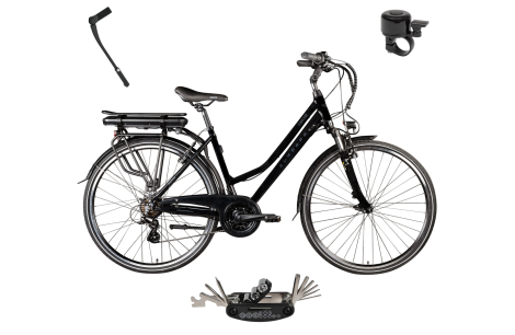 Rower Elektryczny Damski Trekkingowy 28" Shimano ALU 250 W Amory Błotniki - 1
