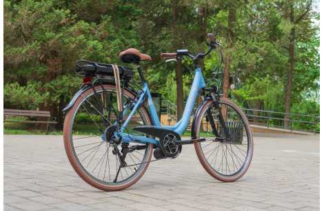 Rower Elektryczny Damski Miejski Alu 250 W Shimano LCD Błotniki Bagażnik - 4