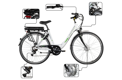 Rower Elektryczny Damski Miejski 28 250W Aluminium Shimano Bagażnik Światła - 2