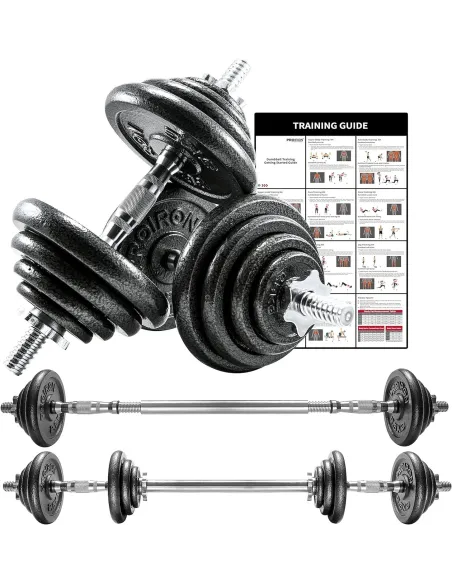 Hantle Ciężary Regulowane PROIRON 20kg Zabezpieczenia na Sztangę Zestaw 3w1