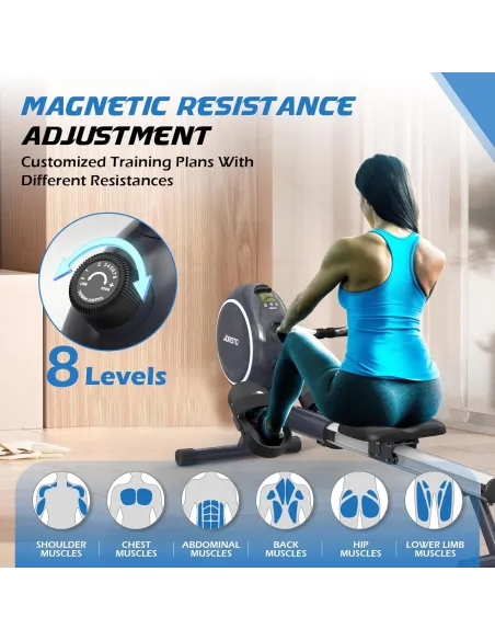 Wioślarz Magnetyczny JOROTO JR40 Bluetooth 8 Ustawień Oporu Do 140 KG