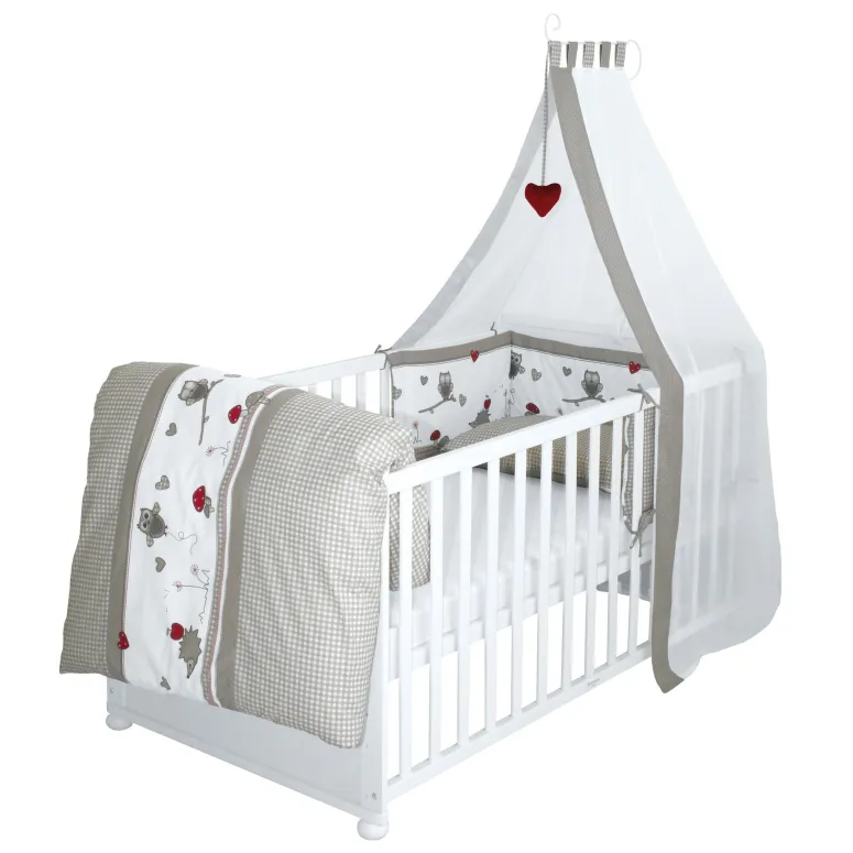 Łóżeczko Dziecięce ROBA KOMBI Adam and Owl Drewniane 140x70 cm Białe