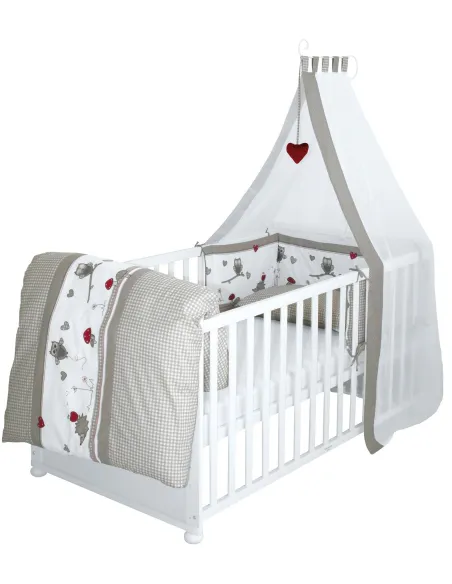 Łóżeczko Dziecięce ROBA KOMBI Adam and Owl Drewniane 140x70 cm Białe