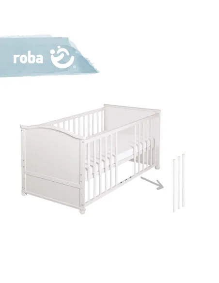 Łóżeczko Dziecięce ROBA KOMBI Adam and Owl Drewniane 140x70 cm Białe