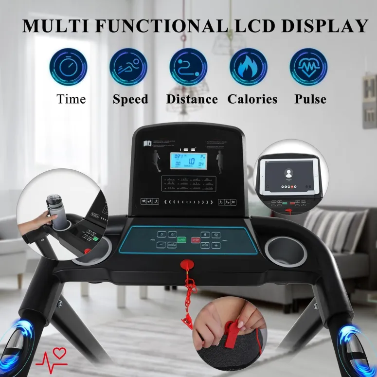 Bieżnia Elektryczna Domowa ISE SY-T2702 Fitness 13km/h 110kg Ekran Składana