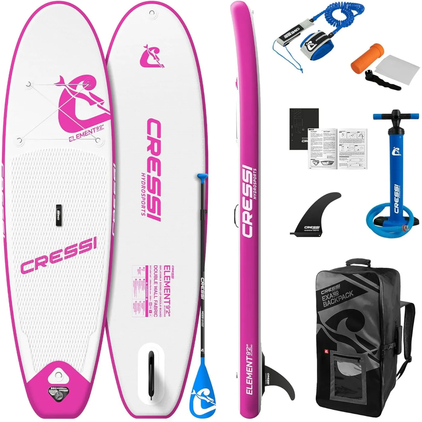 Deska Do Surfingu SUP Damska Zestaw Cressi Element 9'2'' 280 cm Akcesoria