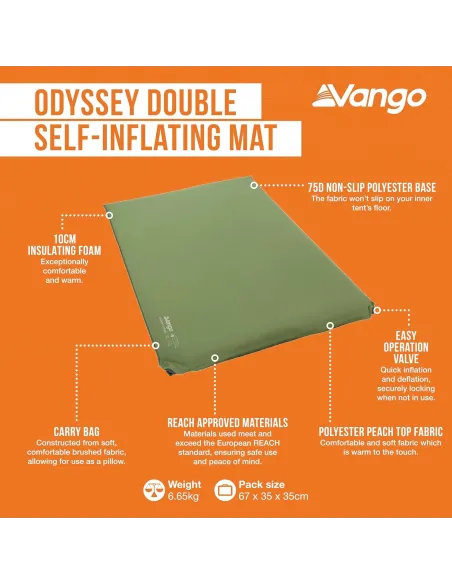 Samopomująca Mata Do Spania Vango Odyssey Epsom Green 200x130x10CM