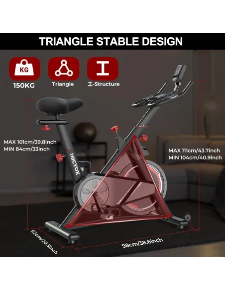 Rower Treningowy MICYOX MX619 Magnetyczny Stacjonarny Koło 15KG LCD 150 KG