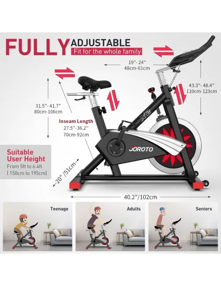 Rower Treningowy Magnetyczny Spinningowy JOROTO X2 Domowy Stacjonarny 136KG