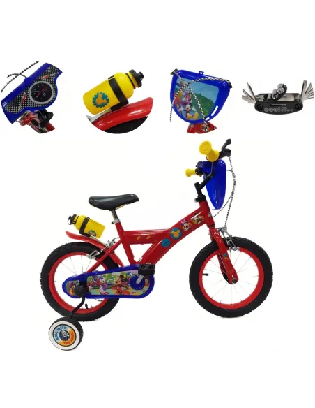 Rower Dziecięcy 14 Myszka Miki Dzwonek Bidon Tarcza Kółka Boczne V-brake