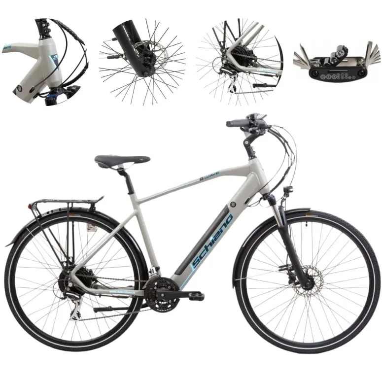 Elektryczny Rower Trekkingowy 28 Męski Hydraulika Cyngle Bagażnik Światła