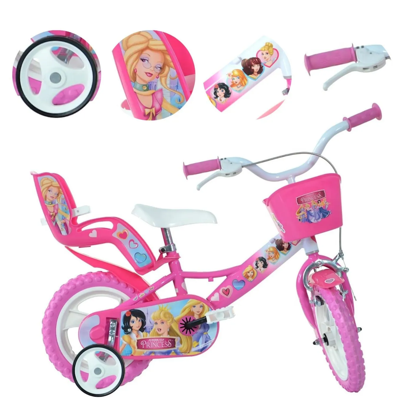 Rower Dziecięcy 12" Stal V-brake Rowerek Dla Dziewczynki Bagażnik Na Lalki