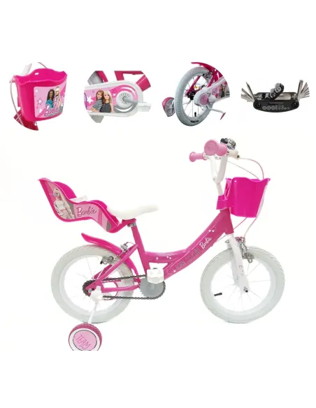 Rower Dziecięcy 14 Dziewczęcy Stalowy Bagażnik Koszyk Kółka Boczne Dzwonek