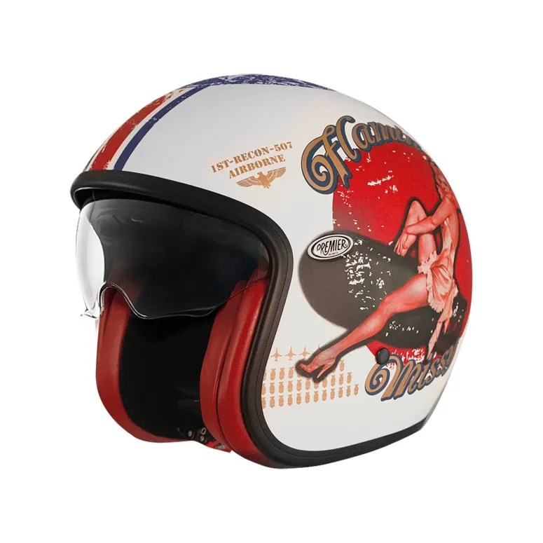 Kask Motocyklowy Otwarty Premier Vintage Pin Up 8 Z Wizjerem L 58cm