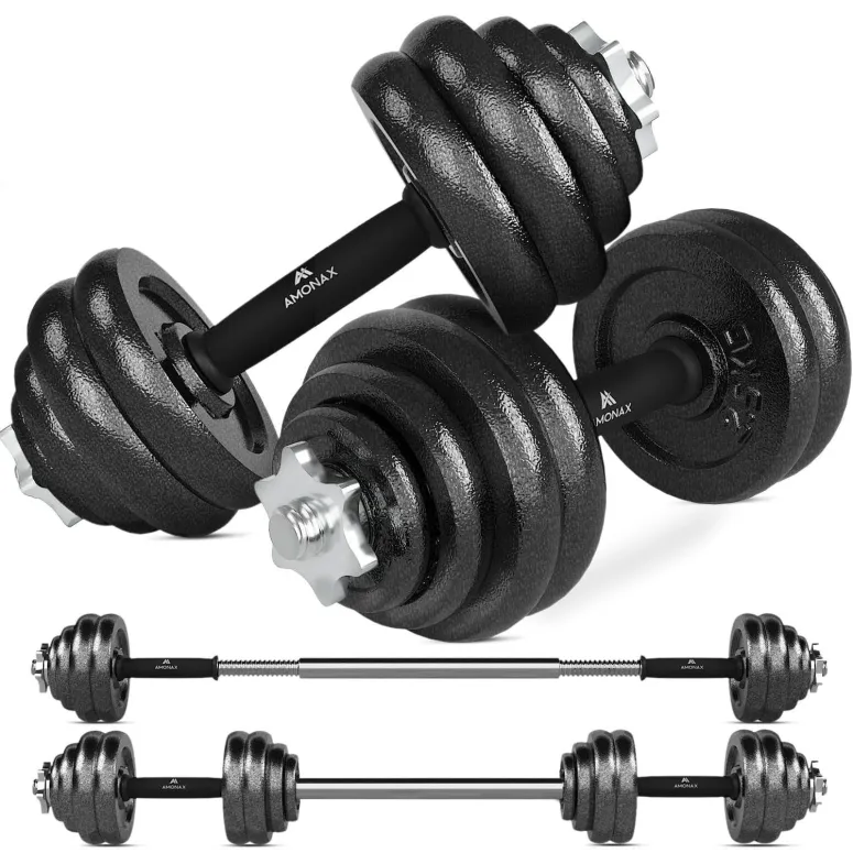 Hantle Ciężary Sztangi Amonax 30kg Żeliwne Regulowane Fitness Zestaw Unisex