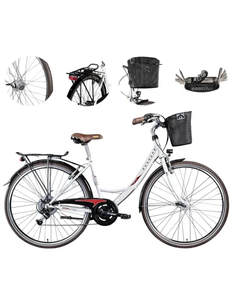 Rower Miejski Damski 28 Damka Dynamo Koszyk Stopka Błotniki Bagaż Dzwonek