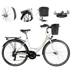 Rower Miejski Damski 28 Koszyk Oświetlenie Błotniki Dzwonek Stopka Damka