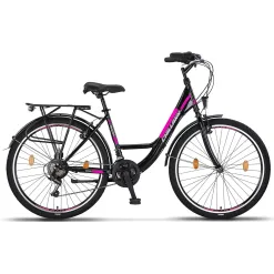 Rower Miejski 26 Stal 21 biegów Światła Bagażnik Stopka Dzwonek Uniseks