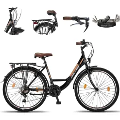 Rower Miejski Damski 26 Stal Oświetlenie Dzwonek Bagażnik Stopka Odblaski