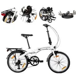 Rower Składany 20 Damski Męski Miejski Dzwonek Bagażnik Światła Odblaski