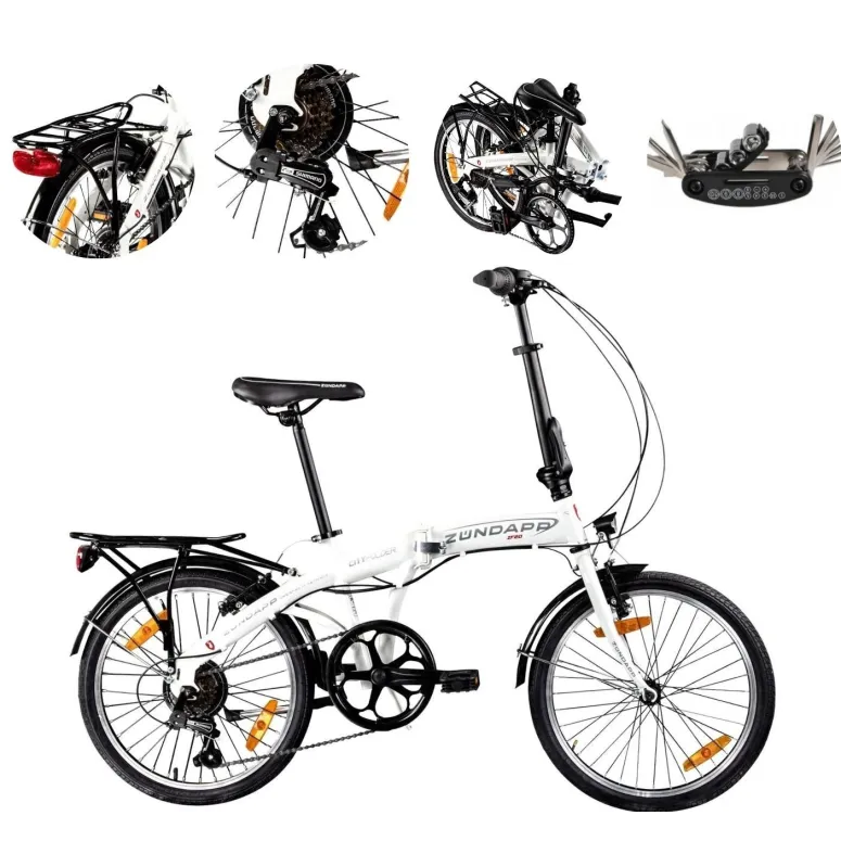 Rower Składany 20 Damski Męski Miejski Dzwonek Bagażnik Światła Odblaski