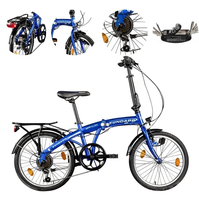 Rower Składany 20 Damski Męski Miejski Dzwonek Bagażnik Odblaski Światła