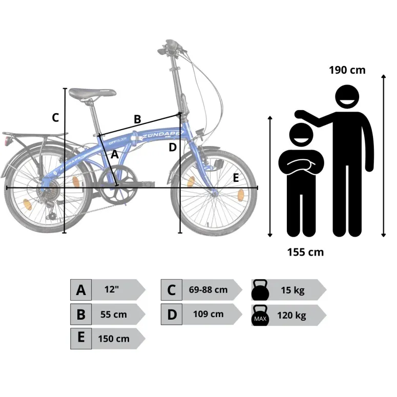 Rower Damski Męski Składany 20" Składak Lekki Shimano Bagażnik Światła