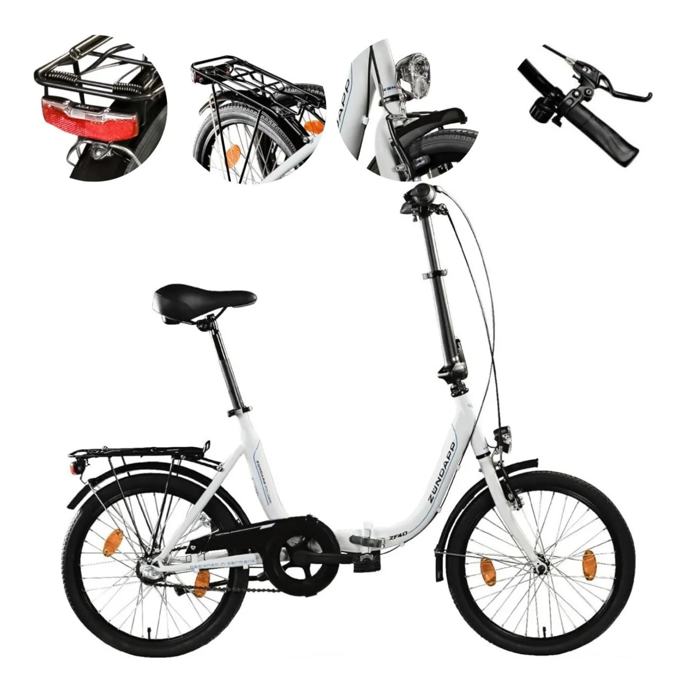 Rower Składany Miejski 20" V-brake Torpedo Nexus Bagażnik Światła Dzwonek