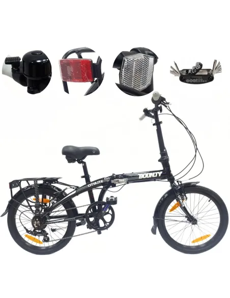 Rower Składany Miejski 20" Alu Składak 6-biegów V-brake Błotniki Dzwonek