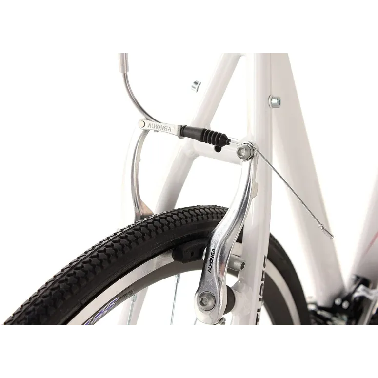 Szosowy Rower 28 Aluminium Kolarzówka V-brake Dzwonek Lekki Biały Szosówka