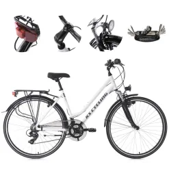 Rower Trekkingowy Damski Turystyczny 28 Alu Niska Rama Osłona Łańcucha