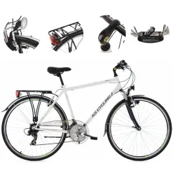 Rower Męski Trekkingowy 28 Stalowy Turystyczny Bagażnik Błotniki Światła