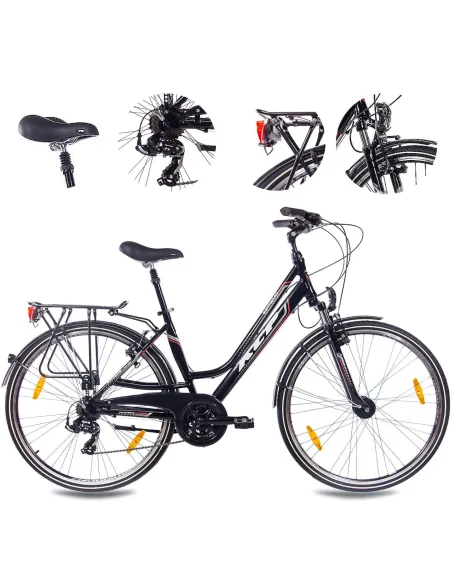 Rower Trekkingowy Damski 28 V-brake Bagażnik Oświetlenie Dzwonek Shimano