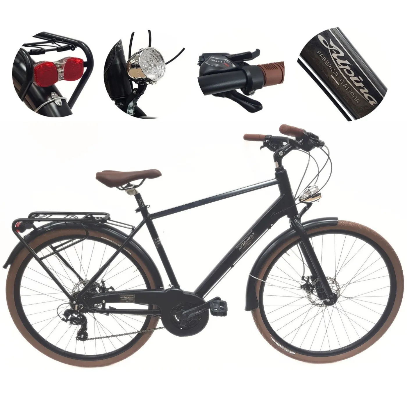 Rower Męski Miejski Koła 28" Aluminium Tarcze Oświetlenie Stopka Shimano