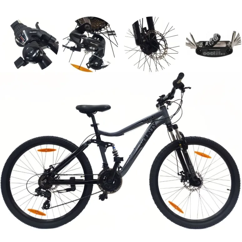 Rower Górski 27,5 ALU Damski Męski MTB Tarcze Amortyzacja Dzwonek Stopka