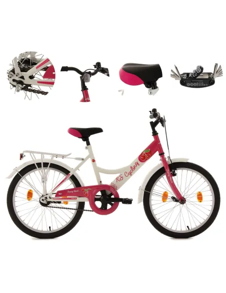 Dziewczęcy Rower Miejski Dziecięcy 20 Kontra 5+ Bagażnik Dzwonek Błotniki
