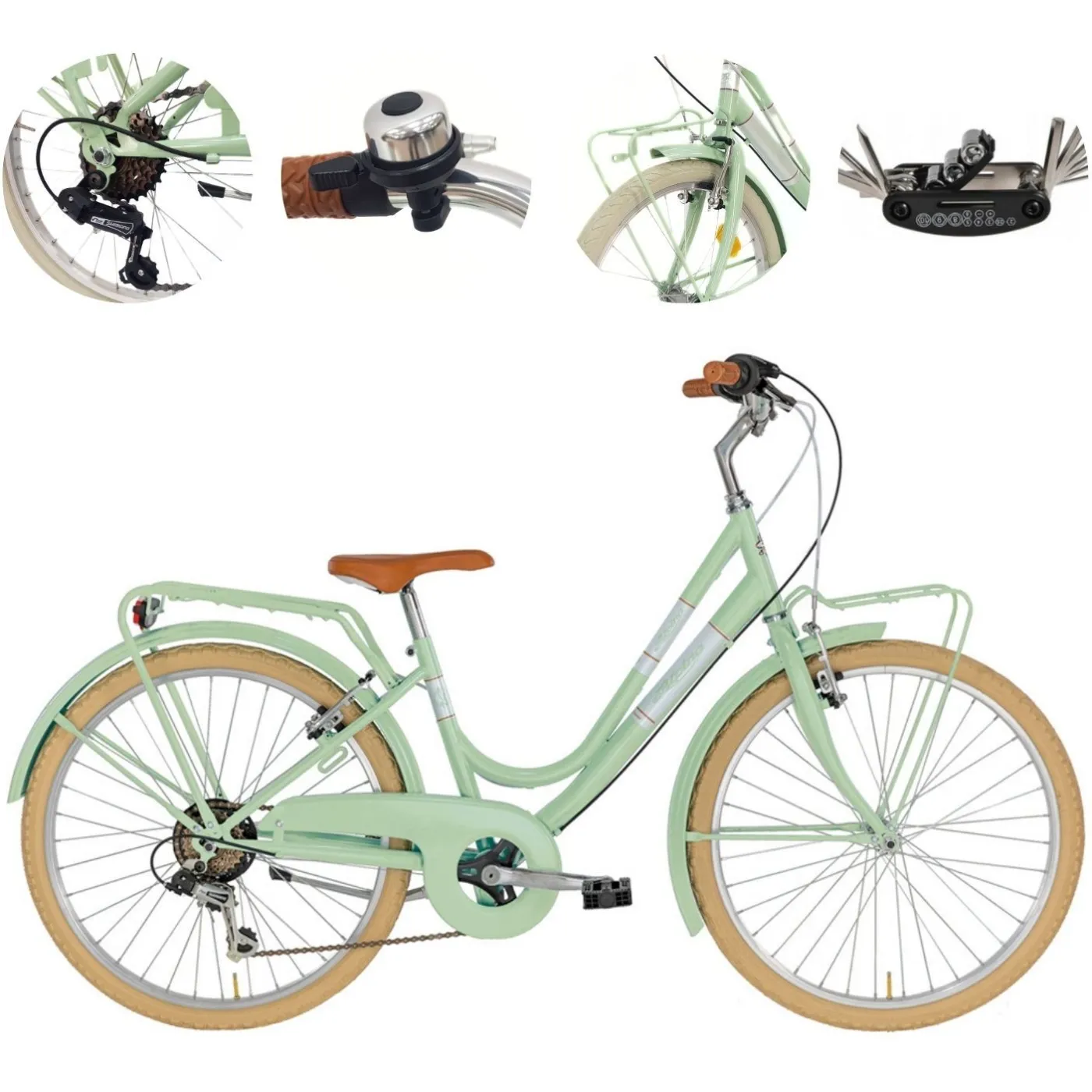 Rower Dziewczęcy Miejski 20 Dziecięcy Revo Bagażnik Dzwonek Odblaski Osłona