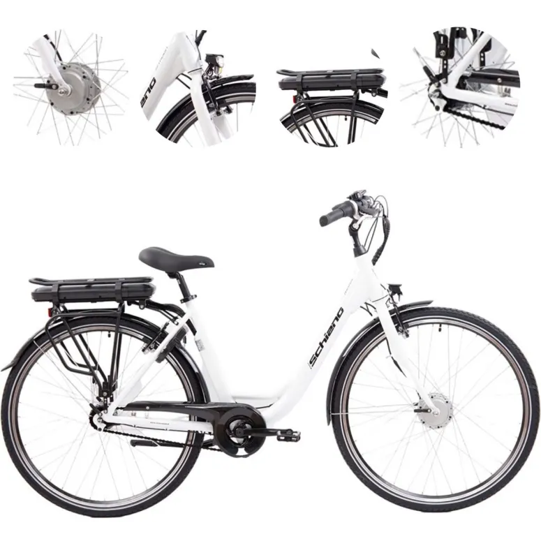 Rower Elektryczny Damski Miejski Koła 28" ALU 250 W Bagażnik Światła Stopka