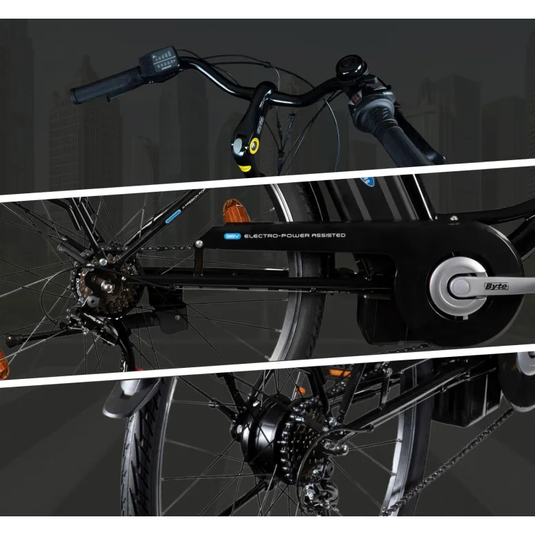 Elektryczny Rower Miejski 26 Wspomaganie 5 Trybów 250W Damski Męski Stalowy