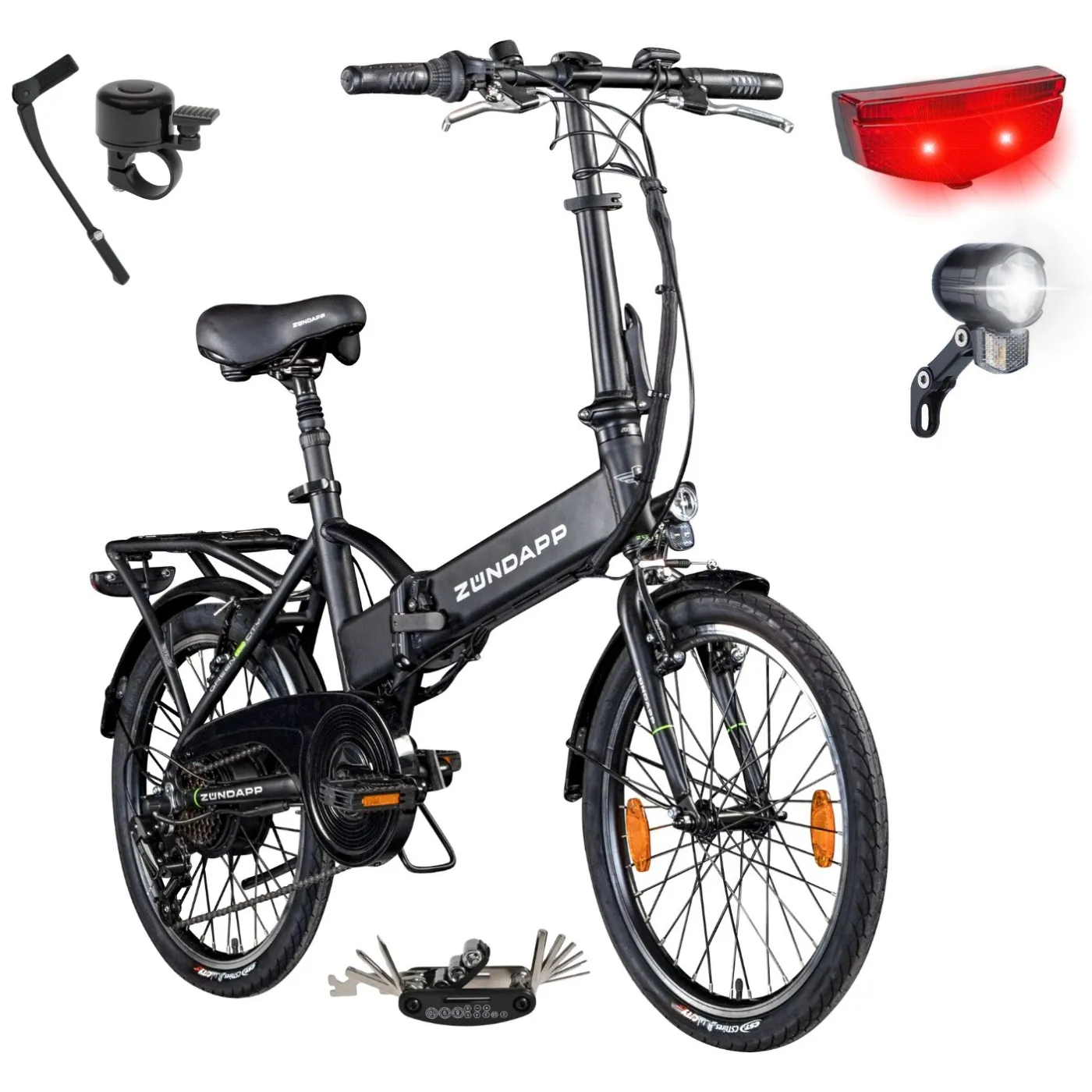 Rower Elektryczny Miejski 20" Składany 250W 25km/h Błotniki Światła Stopka