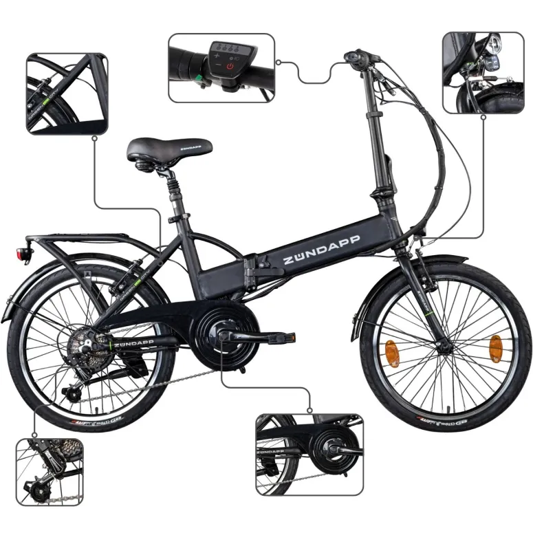 Rower Elektryczny Miejski 20" Składany 250W 25km/h Błotniki Światła Stopka