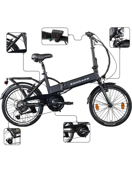 Rower Elektryczny Miejski 20" Składany 250W 25km/h Błotniki Światła Stopka