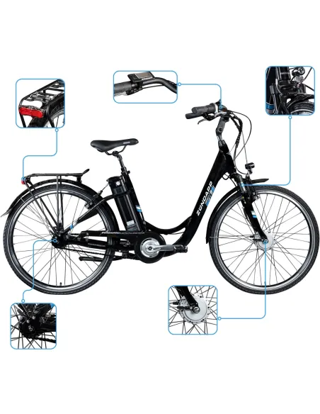 Rower Elektryczny Damski Miejski 28 SHIMANO Nexus 7 Bagażnik 250 W 10.4 Ah