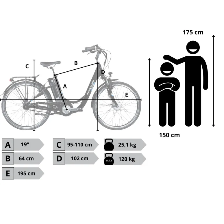 Rower Elektryczny Damski Miejski 28 SHIMANO Nexus 7 Bagażnik 250 W 10.4 Ah