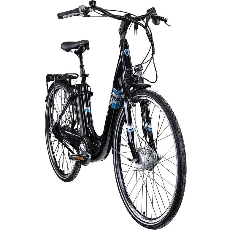 Rower Elektryczny Damski Miejski 28 SHIMANO Nexus 7 Bagażnik 250 W 10.4 Ah